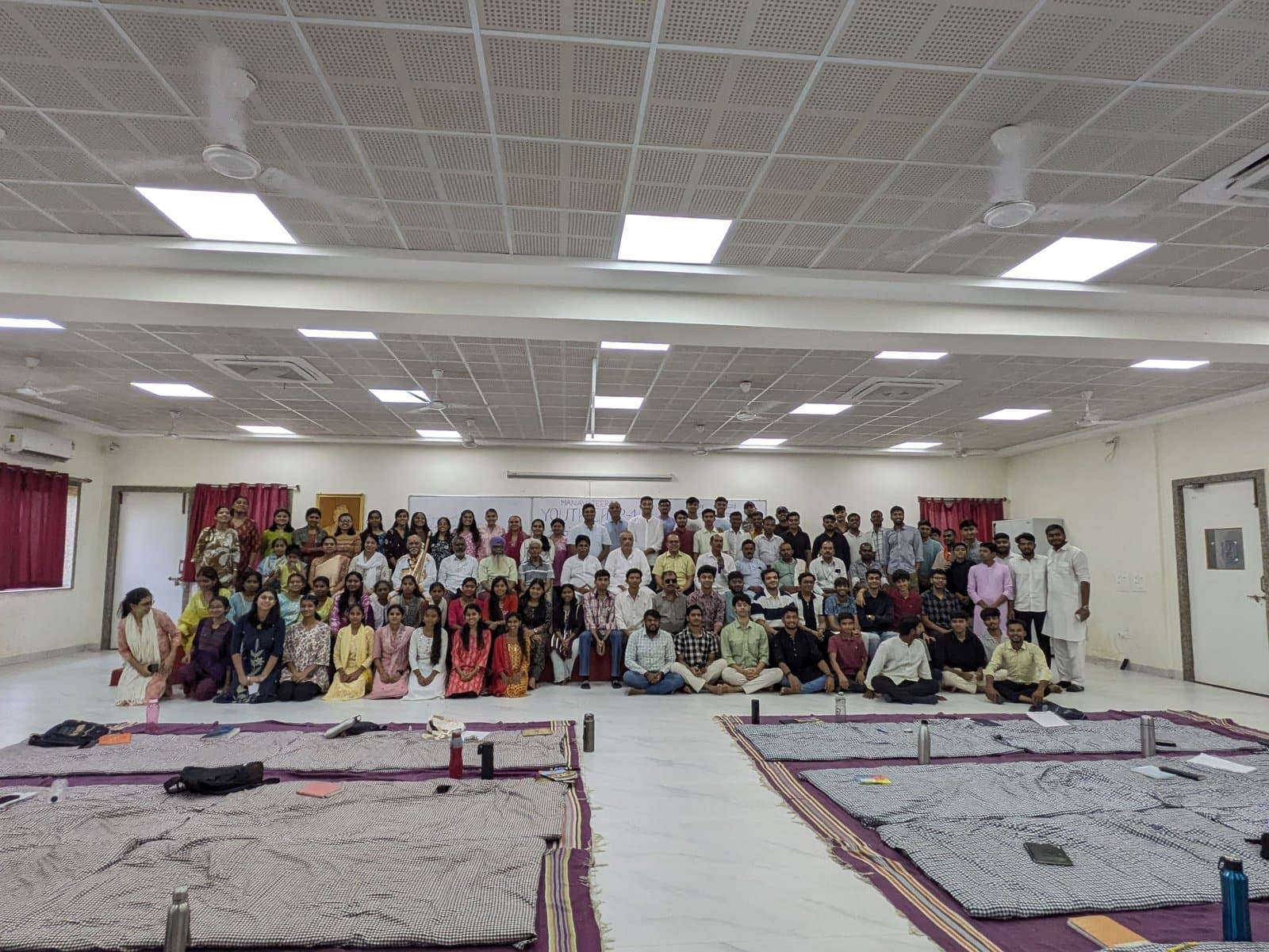 A large group photo from a youth camp